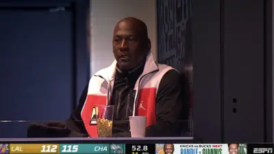 Michael Jordan looks on