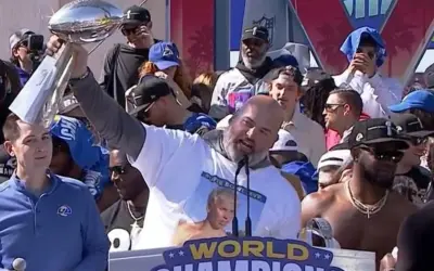 Andrew Whitworth giving a speech