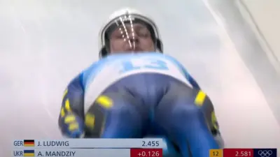 Andriy Mandziy competing in the luge