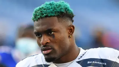 DK Metcalf without a helmet