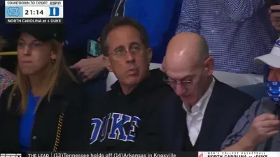 Jerry Seinfeld next to Adam Silver