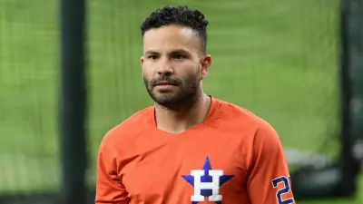 Jose Altuve in a practice shirt