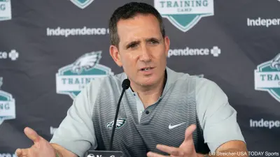 Howie Roseman speaks with the media