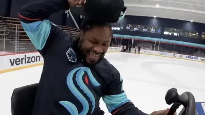 Marshawn Lynch drives a Zamboni
