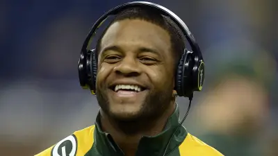 Randall Cobb with headphones on