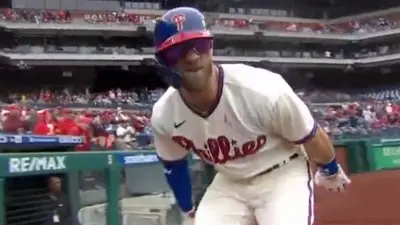 Bryce Harper looks into the camera
