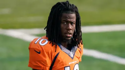 Jerry Jeudy without a helmet