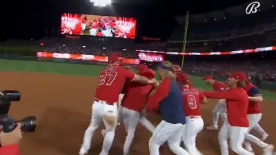 Angels players celebrate