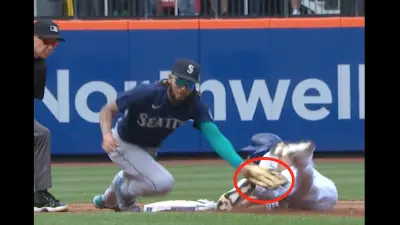 J.P. Crawford makes a tag at second base