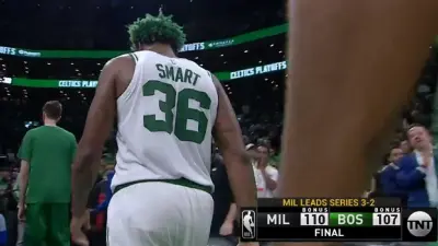 Marcus Smart walks off