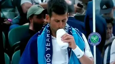 Novak Djokovic inhales a mystery substance