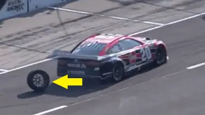 A tire rolls away