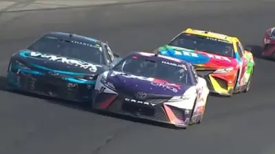 Denny Hamlin rubs into Ross Chastain