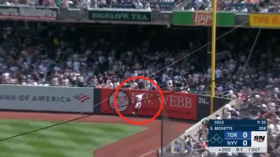 Aaron Judge making a leaping catch.