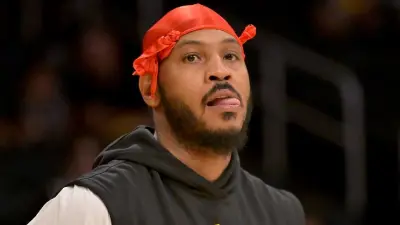Carmelo Anthony looking on