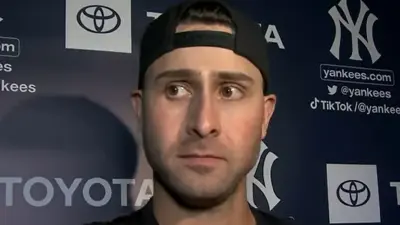 Joey Gallo with the media