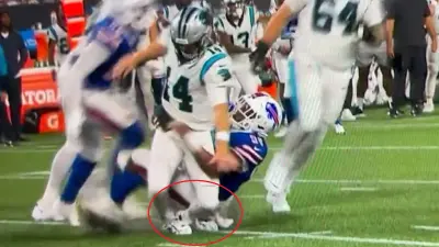 Sam Darnold has his ankle turned