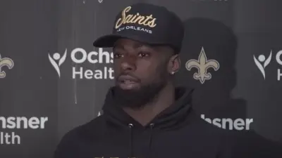 Marcus Maye with the media