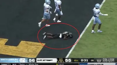 Appalachian State player on the ground