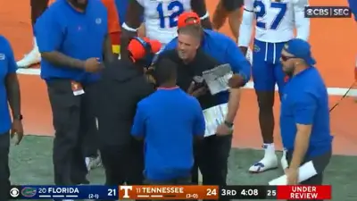 Billy Napier yells at officials