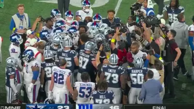 Cowboys and Giants players get into it