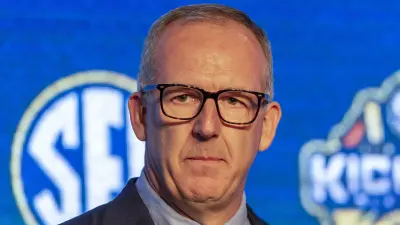 Greg Sankey at a press conference