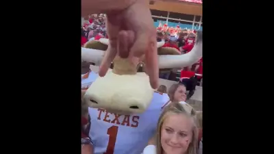 Texas Tech fan does Horns Down