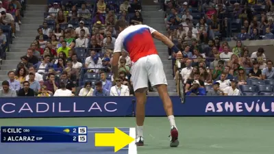 Marin Cilic with a foot on the line