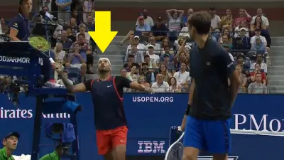 Nick Kyrgios hits a ball