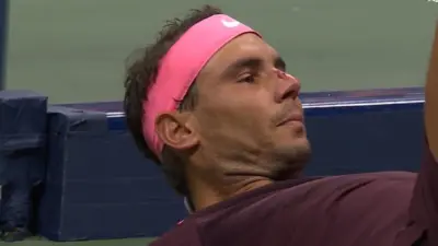 Rafael Nadal with a bloody nose