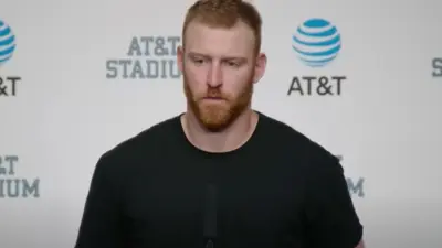 Cooper Rush with the media