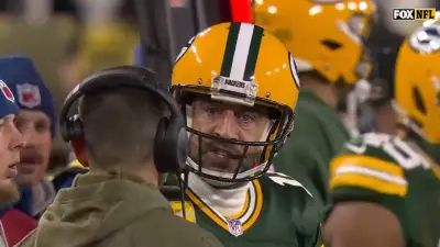 Aaron Rodgers looking at Matt LaFleur