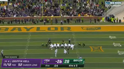 TCU lined up for a field goal