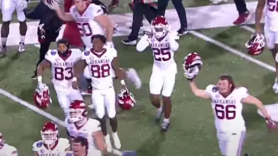 Arkansas players celebrating