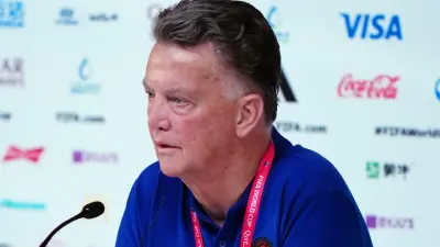 Louis Van Gaal speaking with reporters