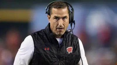 Luke Fickell in a headset