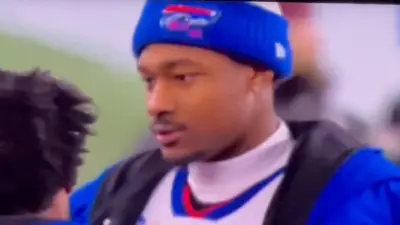 Stefon Diggs in a Bills beanie