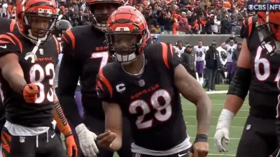 Joe Mixon flipped a coin for a celebration