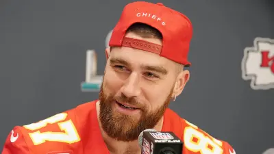 Travis Kelce at the podium