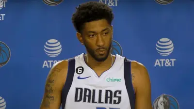 Christian Wood talks with the media