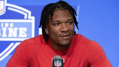 Anthony Richardson with the media