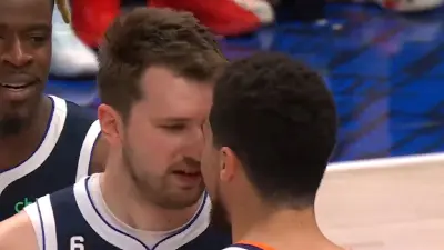 Luka Doncic and Devin Booker talking trash