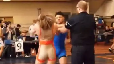 A high school wrestler threw a sucker punch at an opponent