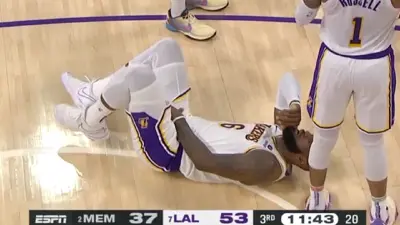 LeBron James down on the ground