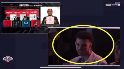 Victor Wembanyama reacts during the NBA Draft Lottery
