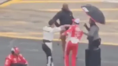 Bubba Wallace shoved by Aric Almirola