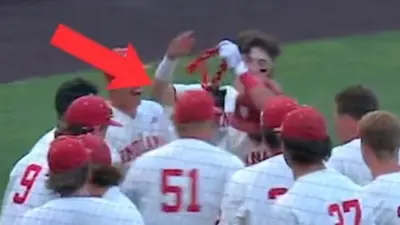 Indiana players celebrate a home run