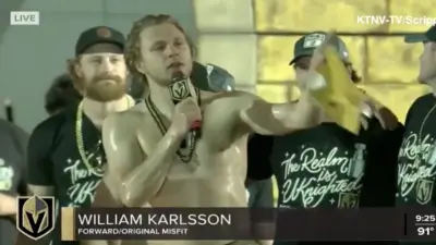 William Karllson delivers a victory speech