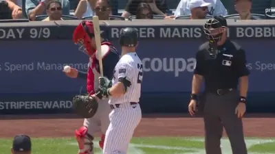 Harrison Bader looks back at the umpire