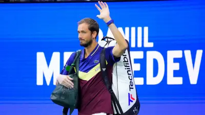 Daniil Medvedev raises his arm